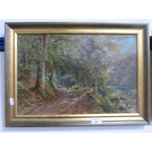 36 - George Wright of AnnanBy the RiverSigned and dated 1906, oil, and another oil of a bridge.  (2)... 