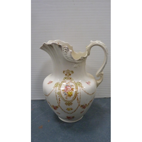 45 - Crown Devon floral decorated chamber set with non-matching jug.