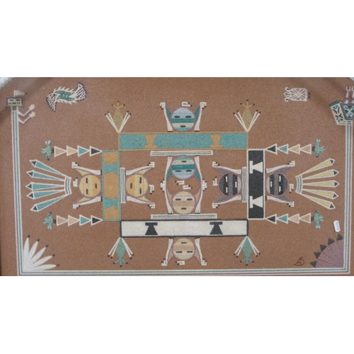 54 - Framed relief Aztec-style panel.