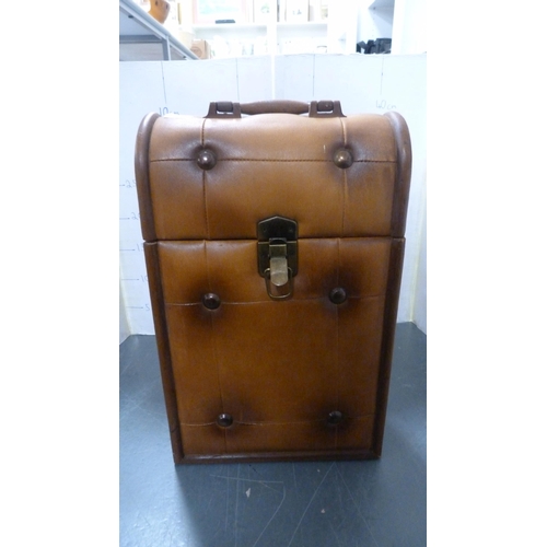 57 - Two-piece picnic set in leather carrier, Glenturret whisky jug and matching ice bucket, Russian vodk... 