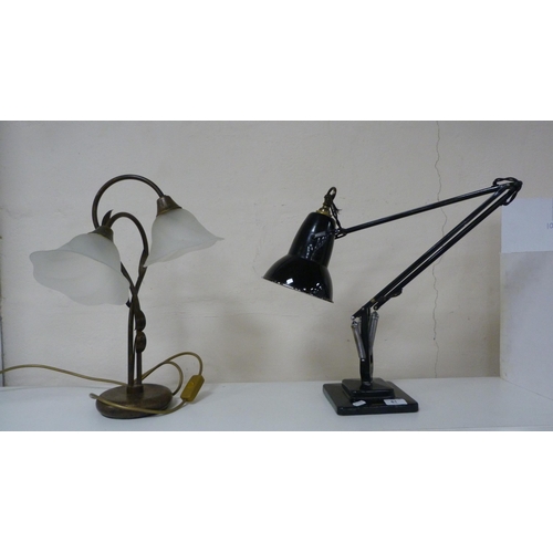 61 - Angle poise lamp and a twin-branch lamp.  (2)