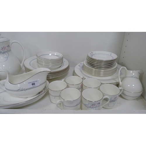 66 - Royal Doulton 'Allegro' pattern dinner and coffee set, and a pair of white ribbed pottery bowls (one... 