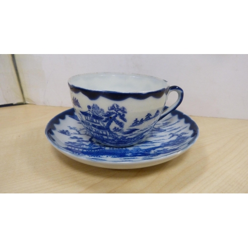 7 - Noritake blue and white part tea set and a Dutch-style plate.