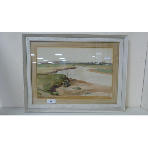 74 - Miss Tatham (British)Landscape sceneSigned and dated 1934, watercolour, and a monogrammed watercolou... 