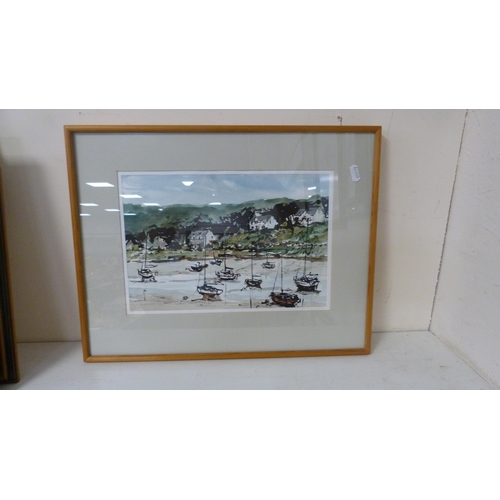 75 - Four framed pictures to include Kippford, Harrogate etc.  (4)