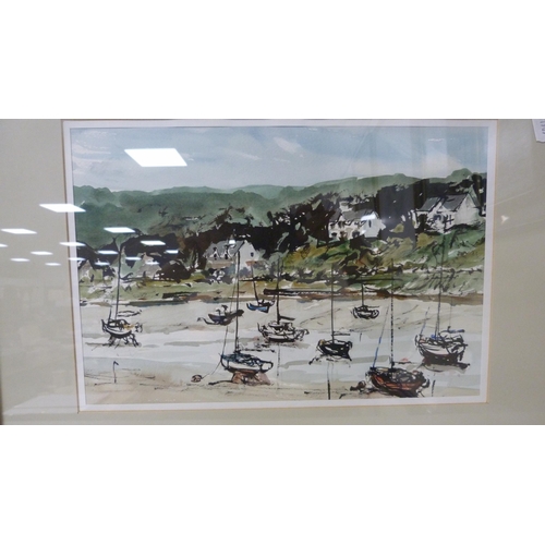 75 - Four framed pictures to include Kippford, Harrogate etc.  (4)