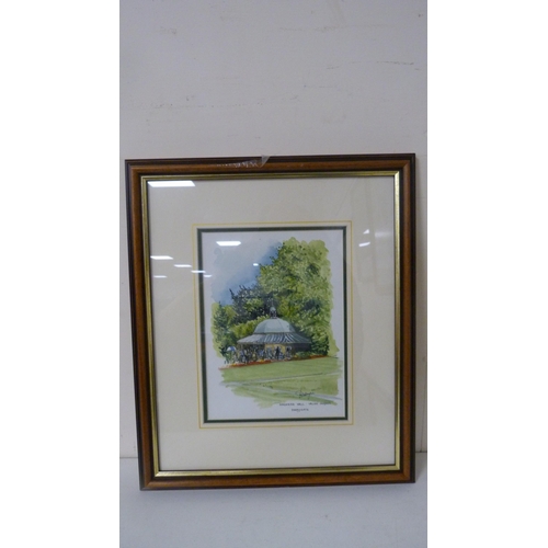 75 - Four framed pictures to include Kippford, Harrogate etc.  (4)