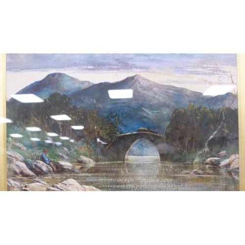 78 - Cecil G LawsonBirkan Bridge, KillarneyWatercolour, label verso, and three other prints to include Co... 