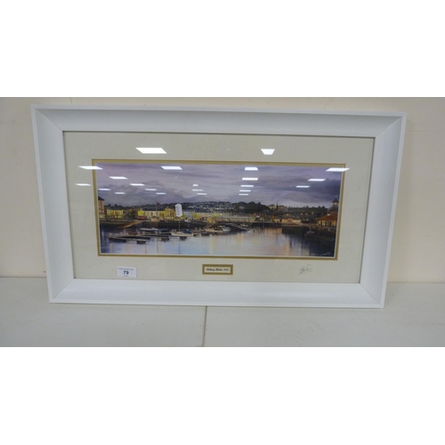 79 - Four framed pictures to include Rothesay harbour, mountainous view etc.  (4)