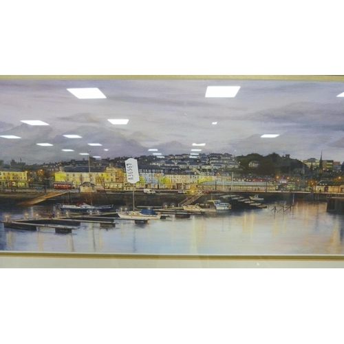 79 - Four framed pictures to include Rothesay harbour, mountainous view etc.  (4)