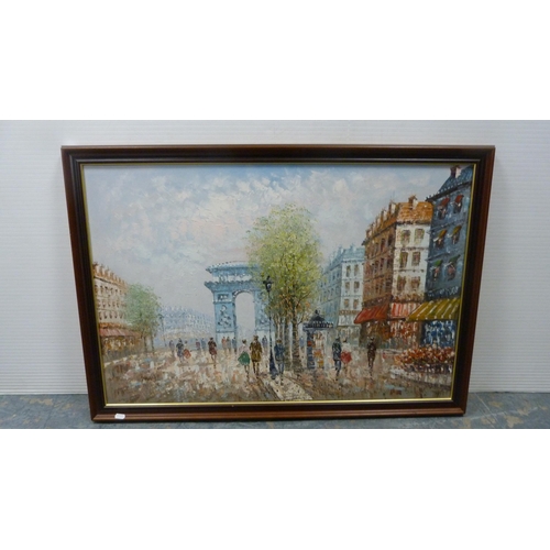 81 - BurnettTwo French-style street scenesSigned, oils.  (2)