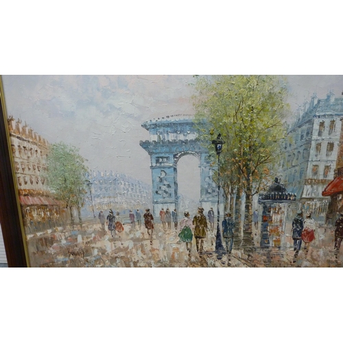 81 - BurnettTwo French-style street scenesSigned, oils.  (2)