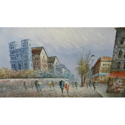 81 - BurnettTwo French-style street scenesSigned, oils.  (2)