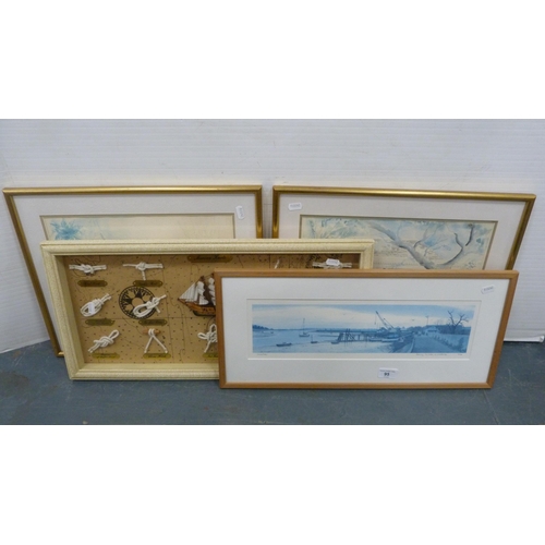 95 - David Green'Evening at Woodbridge'Limited edition print, no. 16 of 250, marine knot display and anot... 