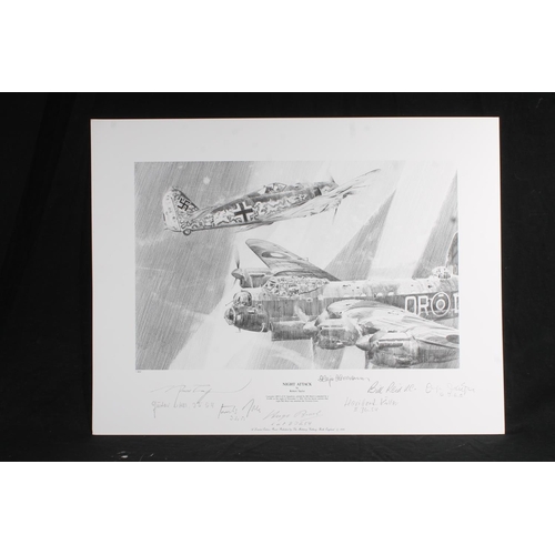 508B - ROBERT TAYLOR (b1951), Night Attack, print, pencil signed by the artist and numerous others, publish... 