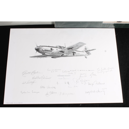 508D - GERALD COULSON (b1926), Spitfire, print with RAF cloth brevet, signed by the artist and others, 26cm... 