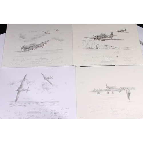 508F - STEPHEN TEASDALE (b1965), fourteen aviation themed prints, most signed by the artists and others, un... 