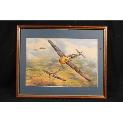 508T - NICOLAS TRUDGIAN (b1959), War in the Air, print, bearing various signatures, 34cm x 51cm, frame 51cm... 