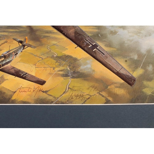 508T - NICOLAS TRUDGIAN (b1959), War in the Air, print, bearing various signatures, 34cm x 51cm, frame 51cm... 