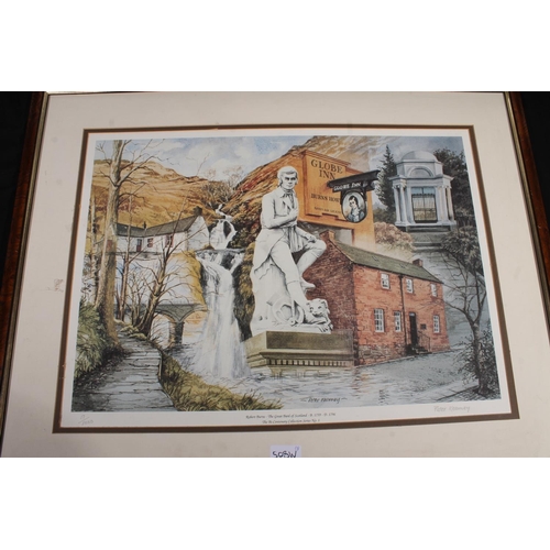 508W - PETER KEARNEY, Robert Burns, three prints, 38cm x 54cm, frames 61cm x 81cm. (3)