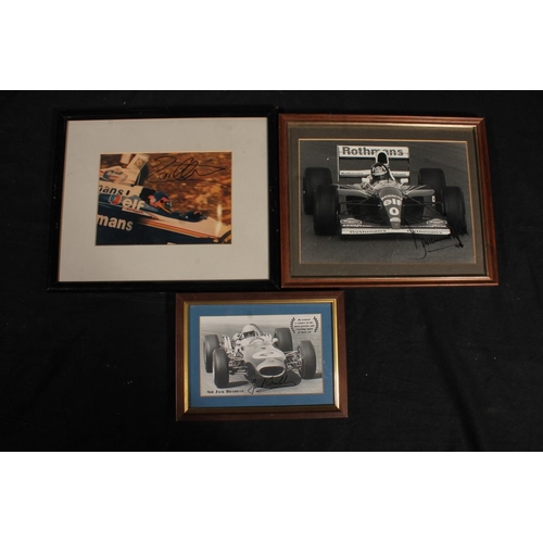 508Y - Formula 1 interest, autographed photograph of Damon Hill, 25cm x 39cm, frame 33cm x 47cm and three o... 