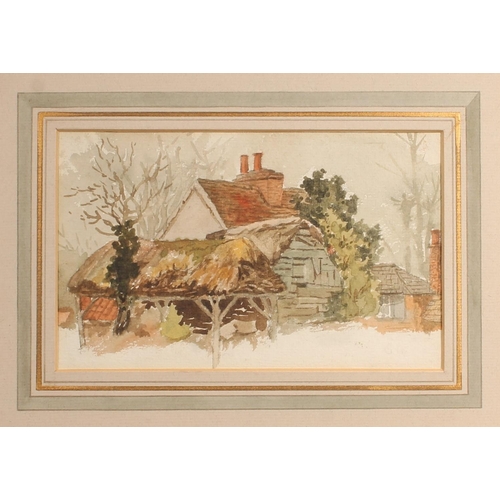 631 - SIDNEY CURRIE, House, watercolour, unsigned, 12cm x 20cm, frame 37cm x 44cm.