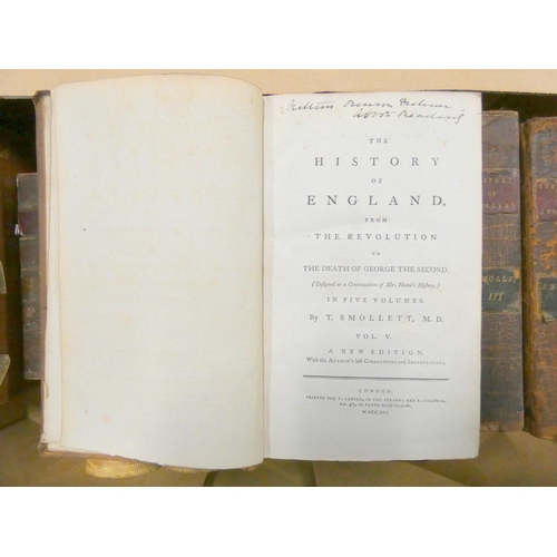 26 - SMOLLETT T.  The History of England. 5 vols. Eng. frontis. Worn old calf. 1791; also various other c... 