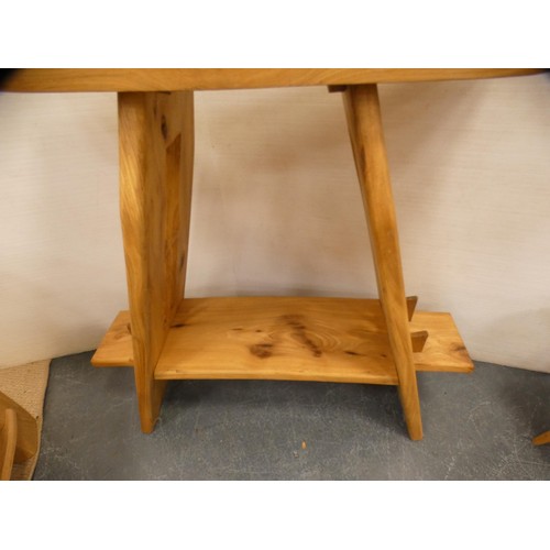 314 - Elm two-tier plant stand by Paul Moslin, 79cm wide.