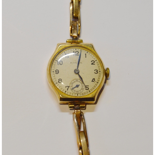 187 - Rolex 9ct gold-backed lady's wristwatch, c. 1920s, the dial and inside of the case both marked 'Role... 
