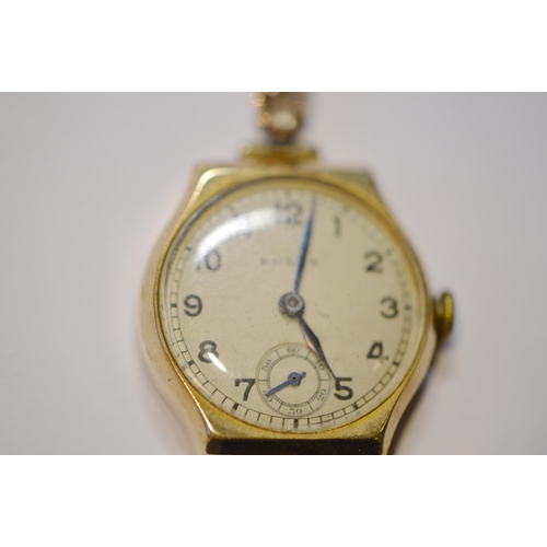 187 - Rolex 9ct gold-backed lady's wristwatch, c. 1920s, the dial and inside of the case both marked 'Role... 