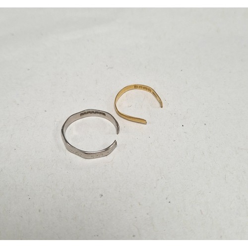 57 - 22ct gold band 0.9g, and an 18ct white gold band 1.9g (both damaged)