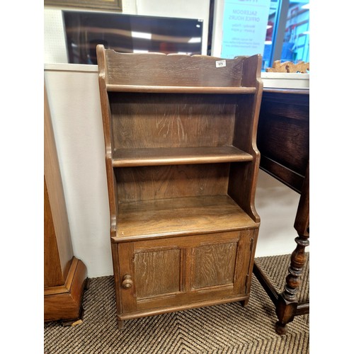 575 - Oak bookshelf above cupboard, Height 100cm