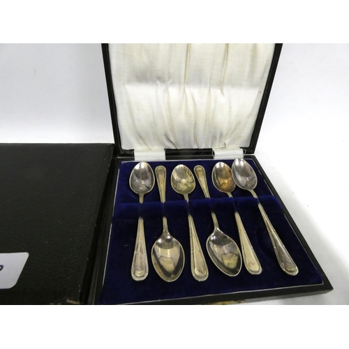 112 - Silver napkin ring, another EPNS cutlery, also set of tea knives and six teaspoons cased.