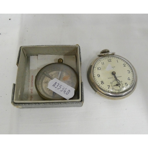 133 - Westclox pocket watch and pocket compass.