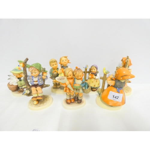 142 - Seven Goebel figures to include Apple Tree Girl, Apple Tree Boy etc.