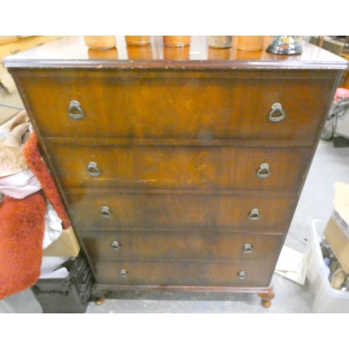 156 - Vintage chest of five drawers.