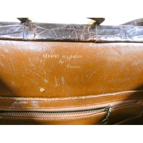 158 - Antique aligator skin handbag by Vassar.