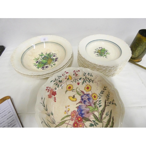 27 - Part Wedgwood Etruria floral dinner service.