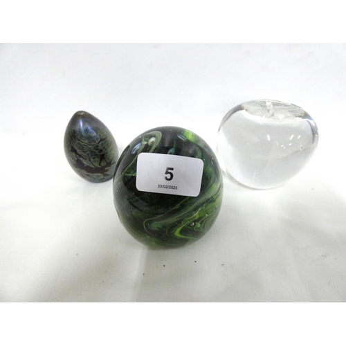 5 - Three paperweights including Tiffany & Co, Irish glass etc.