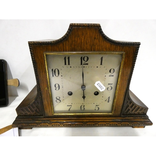 50 - Oak mantel clock, Westminster chime.