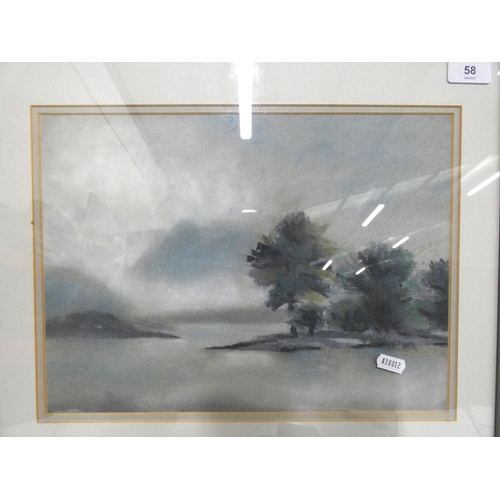 58 - Margaret Cosby, pastel of Derwentwater.