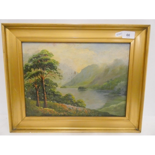 66 - Gilt frame oil onboard, Thirlmere.