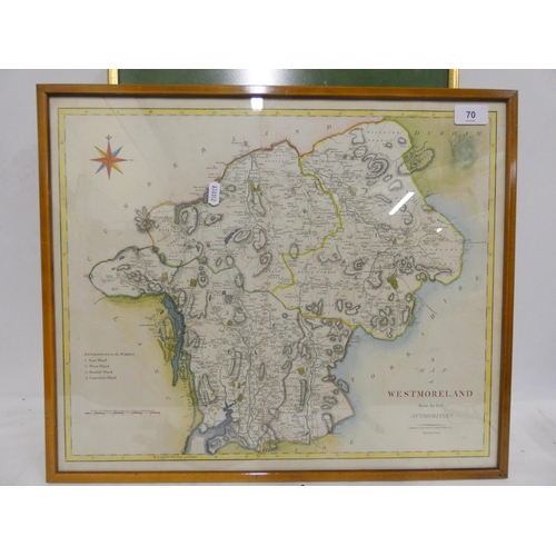 70 - Map of Westmorland by J Cary 42cm x 50cm.