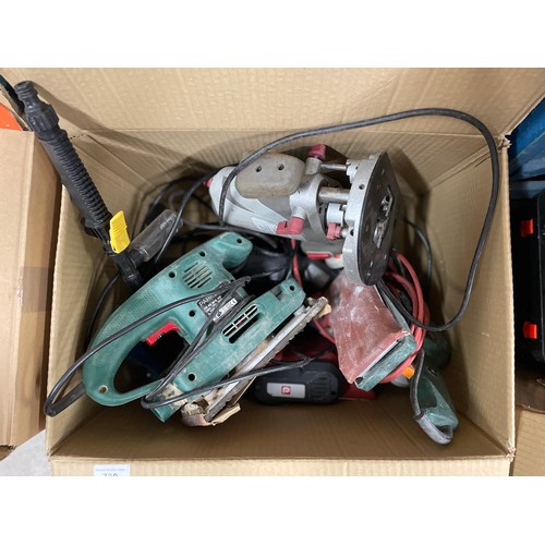 730 - Box of assorted sanders router etc