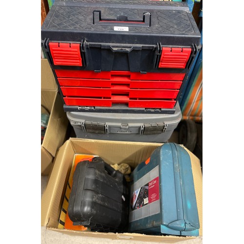 729 - Box of assorted tool boxes etc 