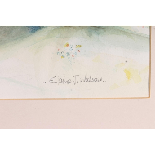 429 - ELAINE J WATSON, Daffodils with China, watercolour and pastel, signed lower right, 39cm x 39cm, fram... 