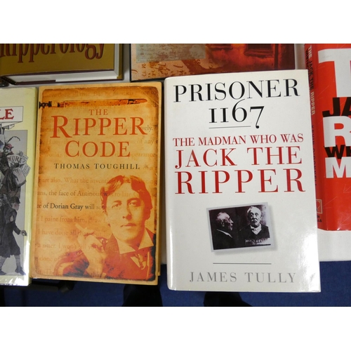 69 - Jack the Ripper.  A large carton of books & softback publications, many in d.w's.... 