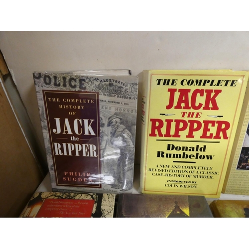 69 - Jack the Ripper.  A large carton of books & softback publications, many in d.w's.... 