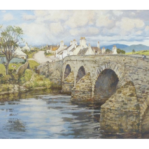 386 - Charles Oppenheimer RSA RSW (British, 1875 - 1961)Bridge and Village, Bladnoch, GallowaySigned, oil ... 