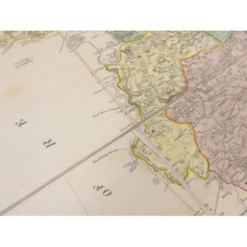 100 - FORREST WILLIAM.  The County of Lanarkshire. Large eng. hand col. fldg. map. Eng. sunburst title vig... 